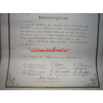 MAJOR VON VIEBAHN - Honorary Membership Certificate Sondershause