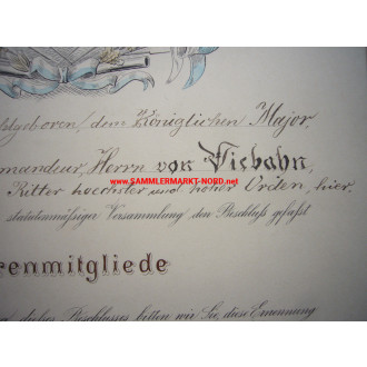 MAJOR VON VIEBAHN - Honorary Membership Certificate Sondershause