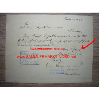 Oberleutnant VON RAUCH (Preussen) - Autograph