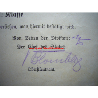 Oberstleutnant WERNER VON BLOMBERG (Pour le Merite) - Autograph