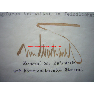 Urkunde EK - General MAGNUS VON EBERHARDT - Autograph