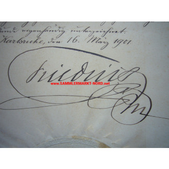 Großherzog FRIEDRICH I von Baden - Autograph 1901
