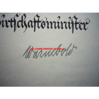 Reich Minister of Economics HERMANN WARMBOLD - Autograph