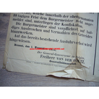 Bekanntmachung 1914 - Besatzung Belgien (Brüssel)