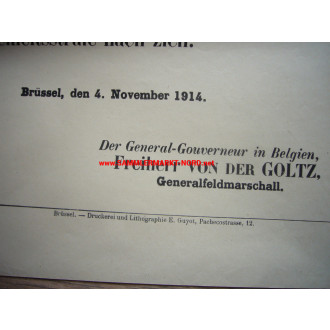 Plakat / Bekanntmachung - 1914 Besatzung Belgien (Brüssel)