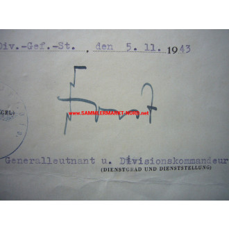 EK Urkunde 106. I.D. - Generalleutnant WERNER FORST - Autograph