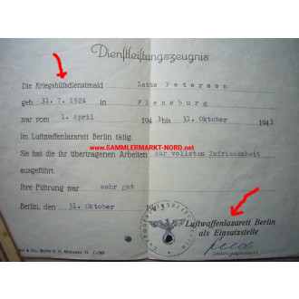RADwj - Kriegshilftsdienst bei Luftwaffe - Dokumente