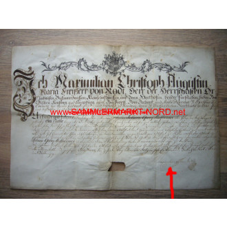 Baron MAXIMILIAN CHRISTOPH VON RODT - autograph - certificate fr