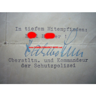 Kommandeur der Schutzpolizei Recklinghausen 1944 - Autograph