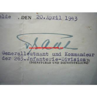 KVK certificate - Lieutenant General HANS TRAUT - autograph