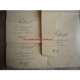 3 x Prussian appointment certificate to first lieutenant