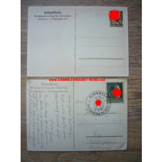 2 x Postkarte - Nürnberg Reichsparteitag 1938 & 39