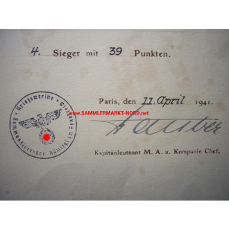 Kommandierender Admiral in Frankreich - Urkunde 1941