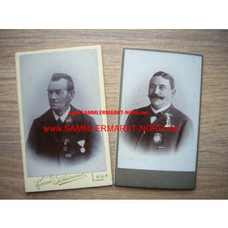 2 x cabinet photo - Bavaria - men with medals