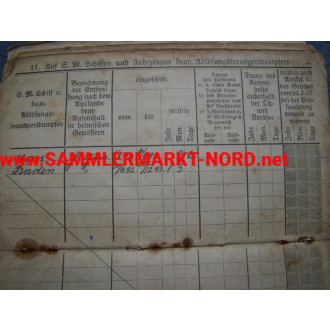 Military identity card Kaiserliche Marine 1891 - 1893 SMS Mars a